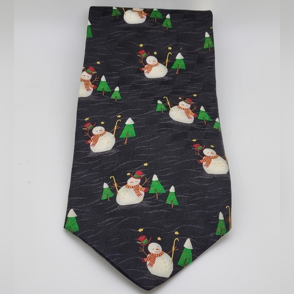 Snowman 100% Silk Holiday Men's Tie - Picture 1 of 4